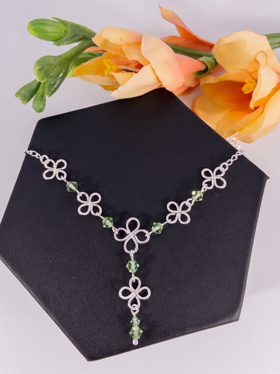 Petite Clover Leaf Link Necklace With Swarovski Crystals