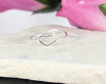 Silver Simple Heart Ring, Anniversary Gift, Gifts For Her