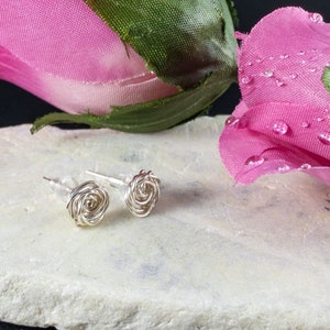 Sterling Silver Rosette Earrings, Rose Shaped Earrings, Anniversary Gift For Her, Bridal Jewelry