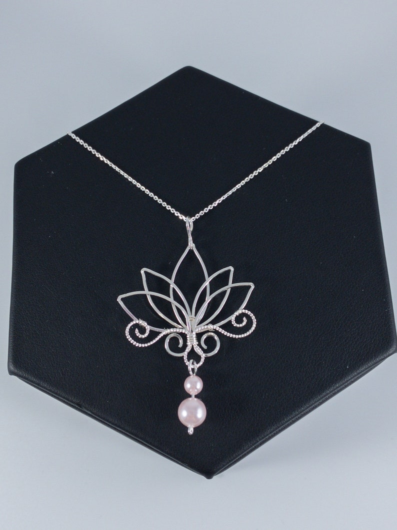 Sterling Silver Lotus Pendant With Swarovski Pearls Etsy