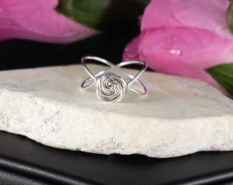 Sterling Rosette Ring with Crisscross Bands, Anniversary Gift, Gifts For Her