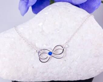 Petite Sterling Silver Double Infinity Symbol Pendant With Swarovski Crystals, Anniversary Gifts For Her, Handmade Jewelry