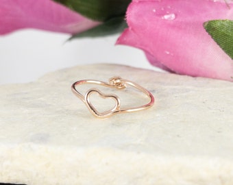 Rose Gold Filled Simple Heart Ring, Anniversary Gift, Gifts For Her