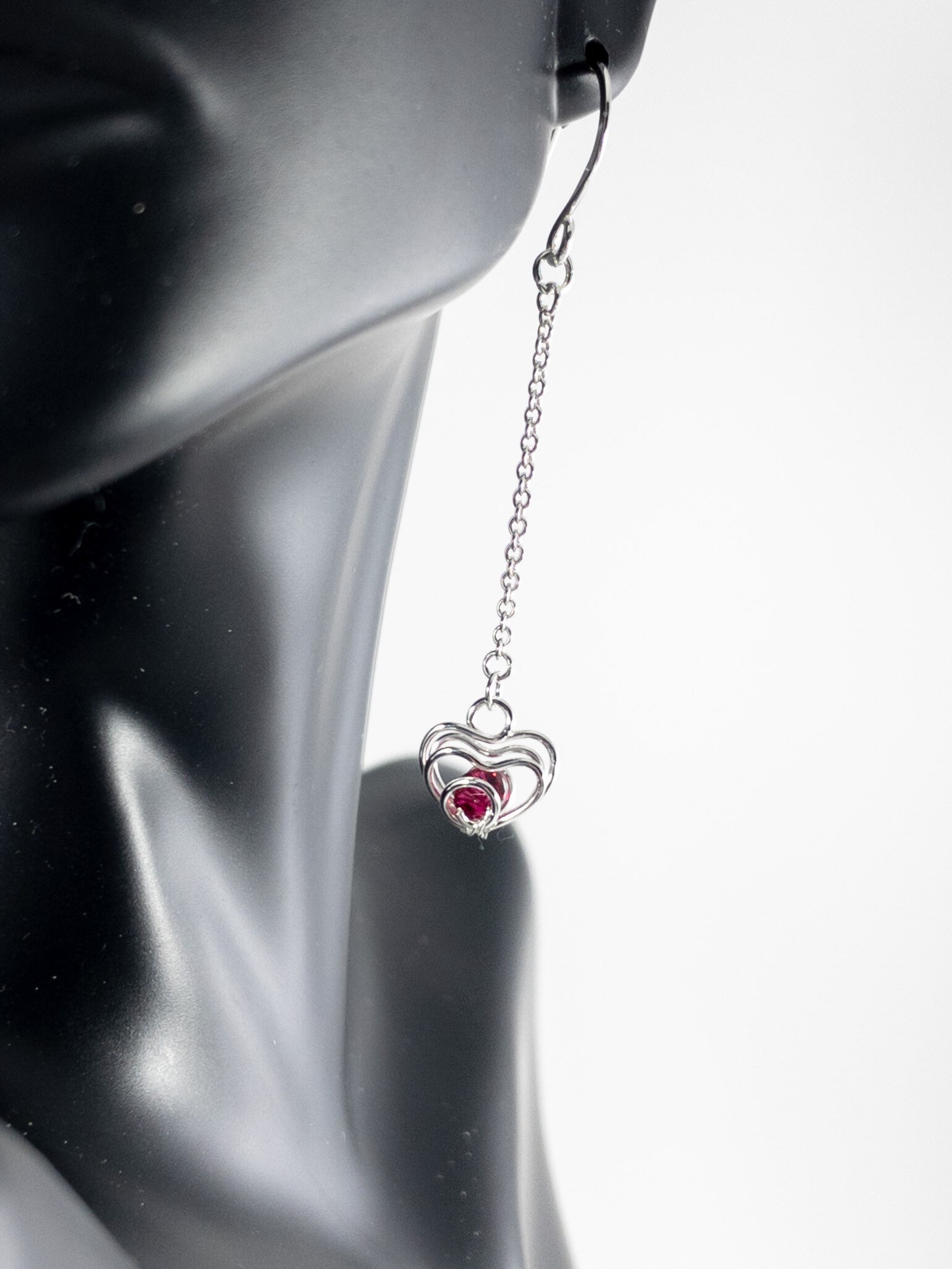 Crystal Heart Sterling Silver Dangle Earring main image 1
