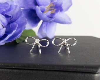 Silver Bow Stud Earrings, Anniversary Gifts, Gifts For Her