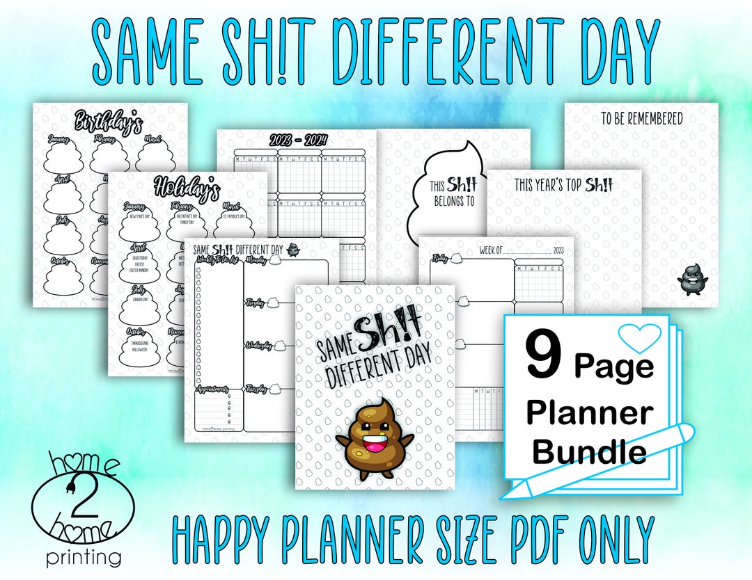 Same Shit Different Day Weekly Planner Printable / Sarcastic Swear Word