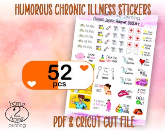 Chronic Illness Humorous Stickers / Humorous Prints / Spoonie Printabl Stickers / Disability Stickers