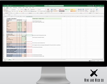 Candle Pricing Worksheet | Automatically calculates COGS including labor | Set hourly rate | Chandler Tool | Cost of Goods Sold | Wax Melt