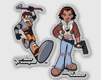 HALF-LIFE: 2 // Gordon Freeman - Alyx Vance // Big Holographic Prismatic Sticker