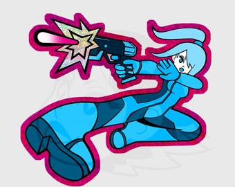 METROID // Samus Aran // Holographic Glitter Sticker