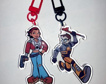 LAST CHANCE: Gordon Freeman + Alyx Vance 3" Domed Epoxy Half-Life 2 Keychain