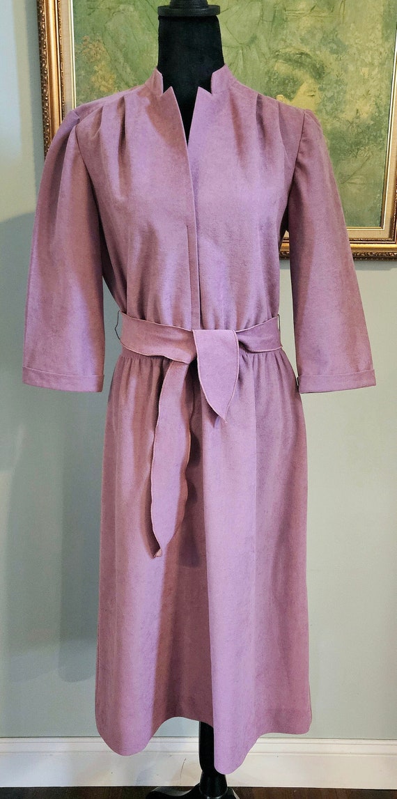 Vintage 70's Lavender Belted Midi Dress by Leslie 