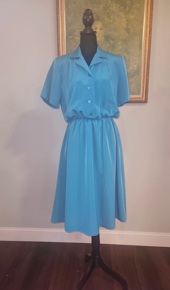 Vintage 80's Dress in Turquoise by Anthony Richar… - image 1