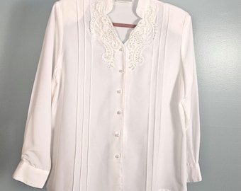 Vintage 80's Pearl Beaded Embroidered Blouse