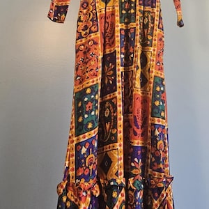 Vintage 70&#39;s Geo Floral Maxi Dress