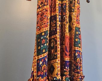Vintage 70's Geo Floral Maxi Dress