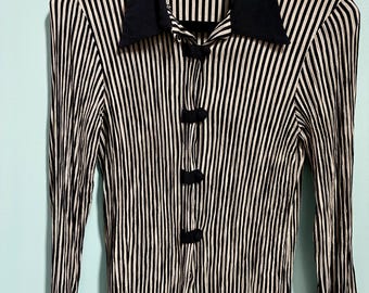Vintage 90s Notations Collared Striped Blouse