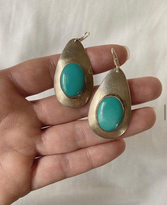 Vintage WS Navajo Sterling Drop Earrings