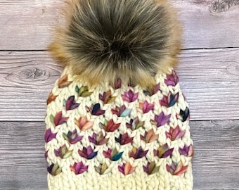 Merino Knit Wool Lotus Flower Beanie