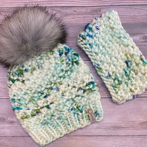 Merino Wool Knit Beanie and Headband