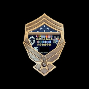 Air Force Logo with Rank Shadow Box Military Retirement