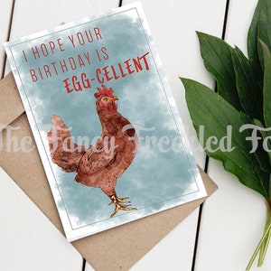 Téléchargeable Poulet Anniversaire Carte Aquarelle Farmhouse Carte Imprimable Poulet Joyeux Anniversaire Ferme Animal Téléchargement numérique
