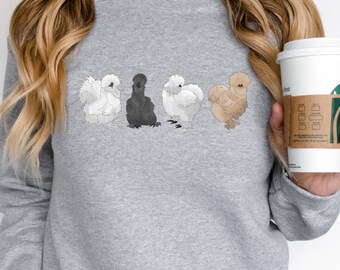 Chicken Lover Silkie Frizzle Unisex Crewneck Sweatshirt