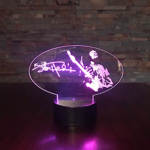 Jimi Hendrix 7 Color LED Color Changing Laser Cut Acrylic Lamp