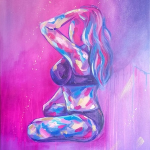 HRH Rainbow - Pittura originale - Ritratto colorato - Empower Celebrate Women - body positive - galaxy girl - Divertente, brillante grande arte acrilica