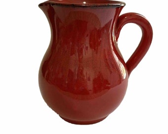 Vintage 7” Red Italian Art Pottery Ceramic Pitcher Wine Water Jug Made in Italy