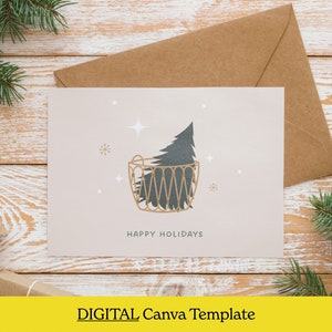 Boho Christmas Business Thank You Card Template, Holiday Printable Thank You For Your Purchase, Christmas Business Package Insert Card