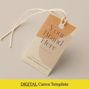 Bewerkbare sjabloon voor hangende tags, afdrukbare modelabelsjabloon, bewerkbaar prijskaartjelabel, boetiek-swingtags, kledinglabel Canva