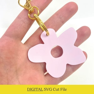 SVG Retro flower keychain, digital download keychain, flower power,SVG, PDF, Glowforge, retro, flowers, gifts, girls, cute