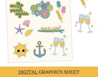 Digital Graphics / PDF / digital download / printable dIY stickers, Flower Decals, DIY Cricut PNG Stickers, Print & Cut Sticker / svg