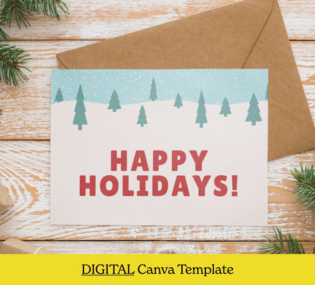 Boho Christmas Business Thank You Card Template, Retro Holiday ...