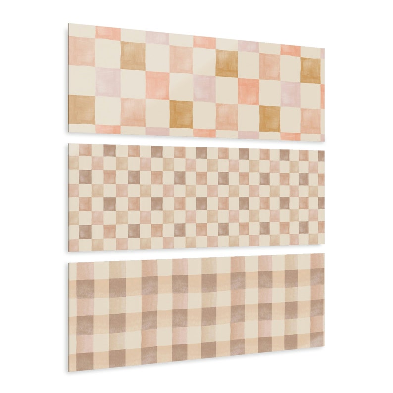 Acrylic Buffalo Prints triptych Wall Art Gingham Nursery Gingham Baby