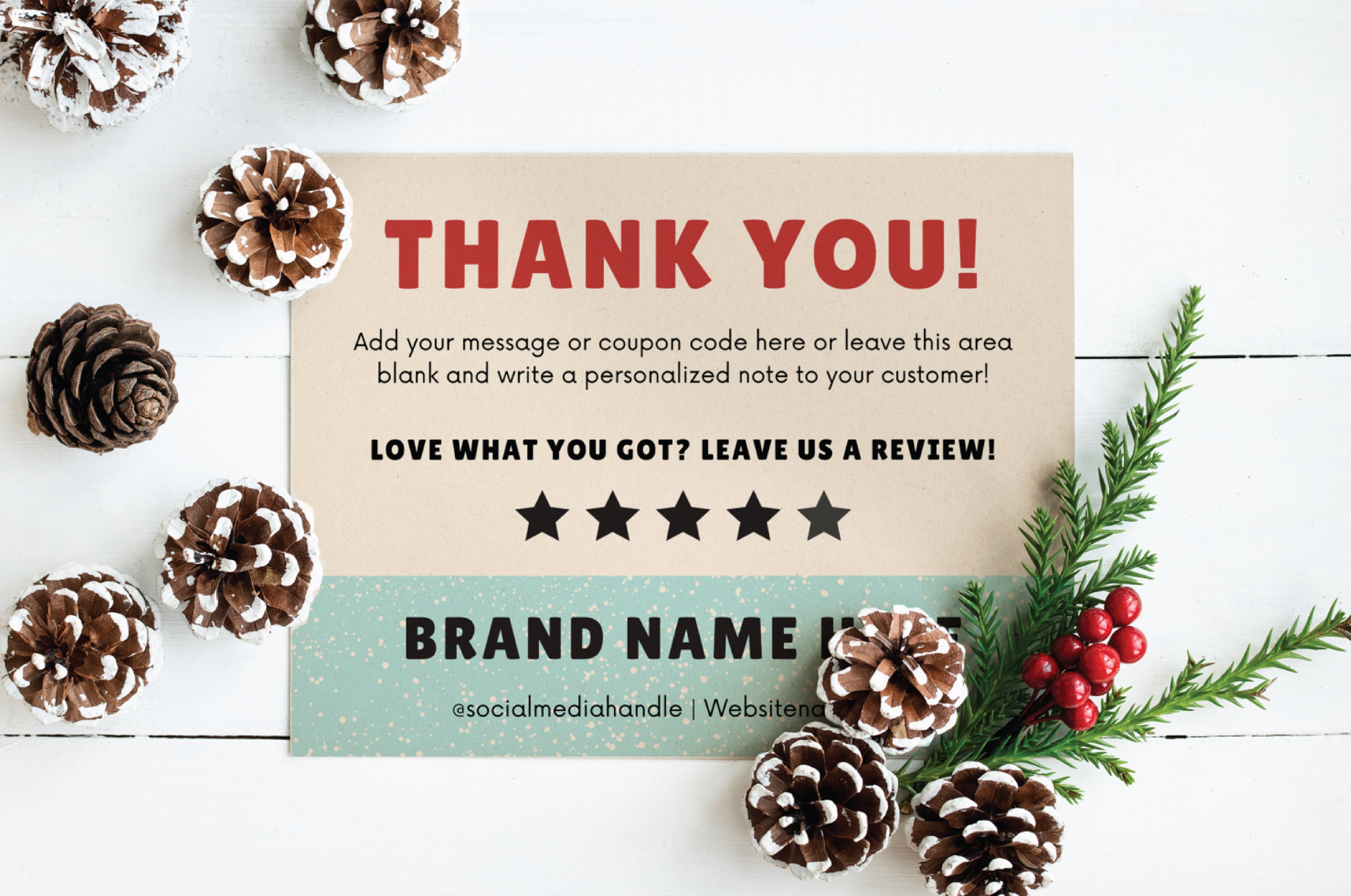 Boho Christmas Business Thank You Card Template, Retro Holiday ...