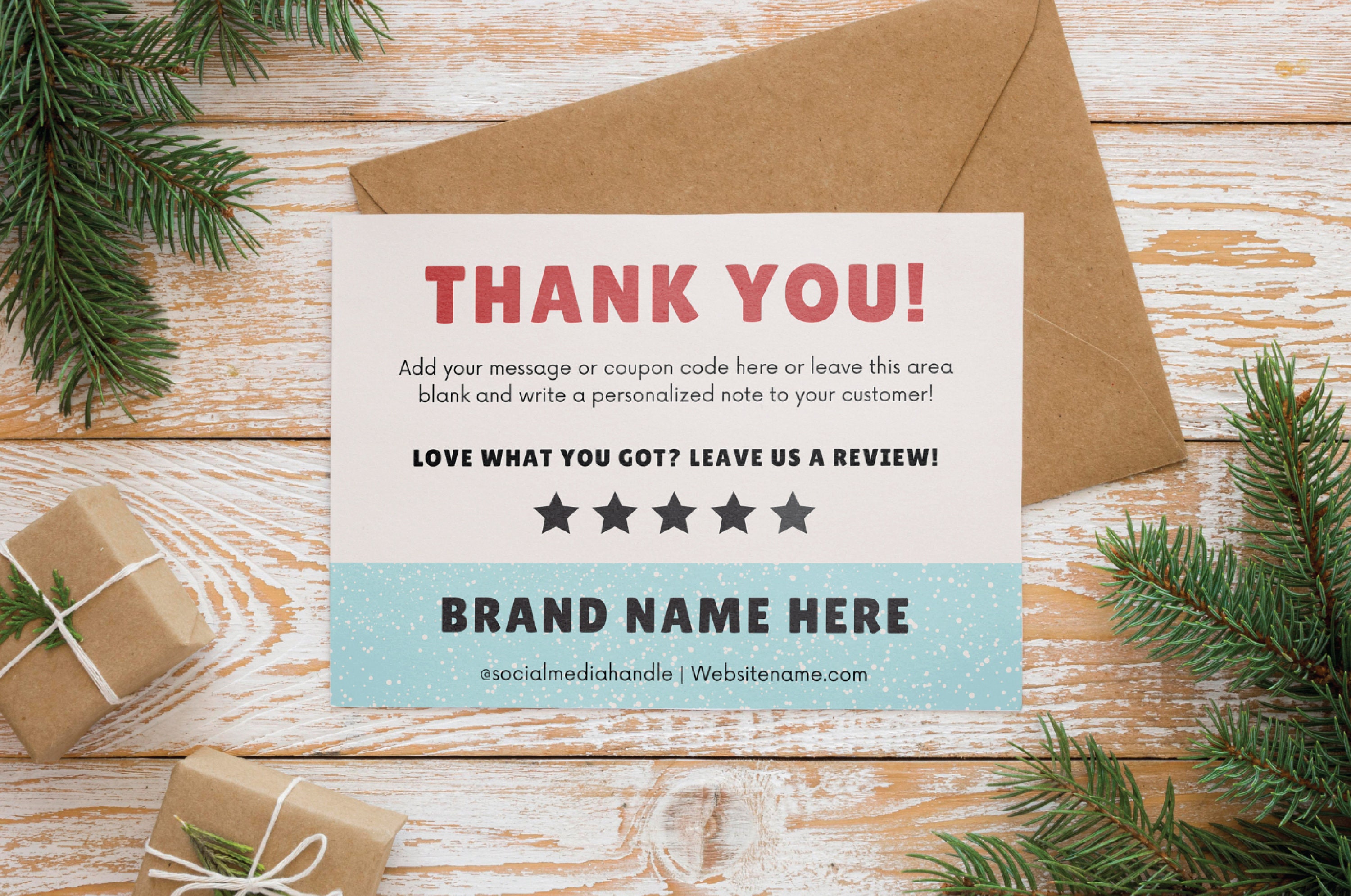 Boho Christmas Business Thank You Card Template, Retro Holiday ...