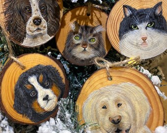 Custom Made Pet Portrait, Decorative WoodSlice Ornament