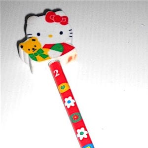 HELLO KITTY 1995 Sanrio Japan pencil with eraser top - matita con gomma kawaii