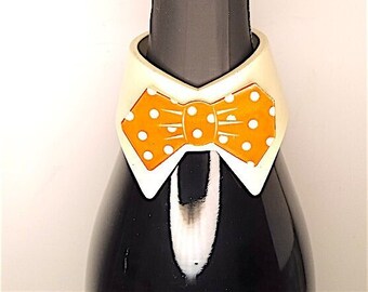 bow collar bottle decoration 80s super pop culture kawaii orange