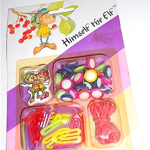 HIMSELF THE ELF 80s American Greeting corp - mondadori italy stationery  set pins and magnet - set scrivania clips e calamita kawaii misb