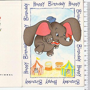 DUMBO elephant 90s Disney Cards Int. Uk birthday greeting card super kawaii - biglietto di auguri compleanno nuovo