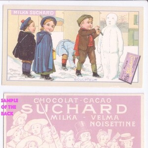 MILKA SUCHARD chocolat 1910 frança cartão de colecionador publicitário original - estatueta de capa dura decorada original série 270 n.2 escultor