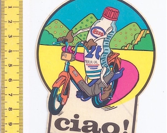 ESSO Ciao motor oil - PETER MAX 70s italy advertising sticker - advertising promo sticker -0838