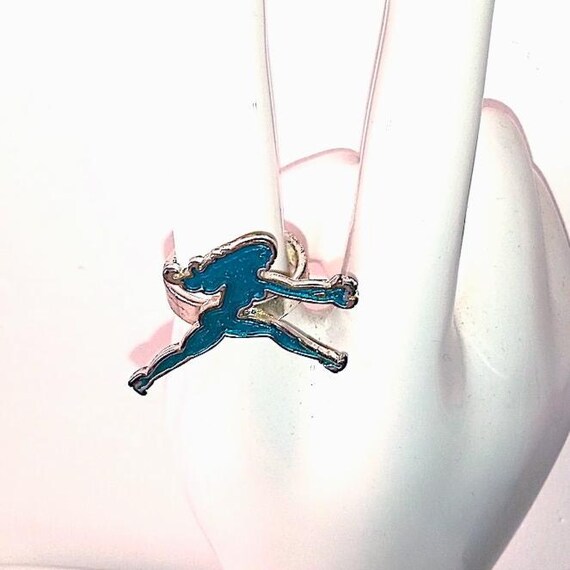 FIORUCCI 90s italy vintage rare maxi ring with lady angel green petrol color size 16 - maxi ring with lady angel green petrol color