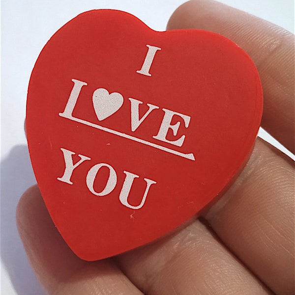 I LOVE you - HEART CUORE  80s taiwan tiny eraser rubber radiergummi gomma gommina