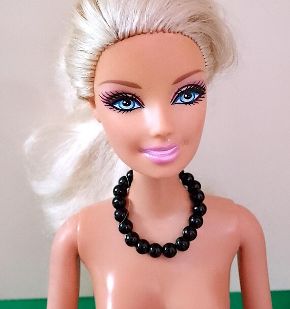 B137 - BARBIE 90s collana collier perle nere