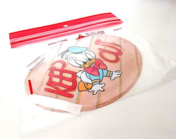 Donald Duck - Donald Duck 1989 Walt Disney GB Milan area Italy tin tag tin plate - Keep Out! - misb