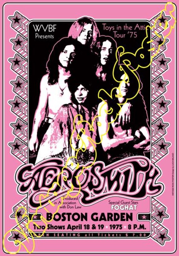 cod.926 - AEROSMITH + Foghat - Boston, Us - 18 april 1975 -  concert poster